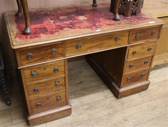 A mahogany pedestal desk, W.122cm